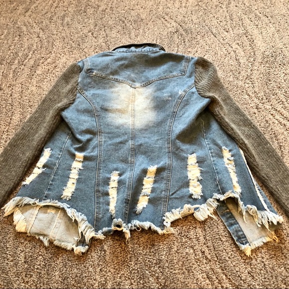 Sweater Sleeve Denim Jacket - Picture 5 of 5